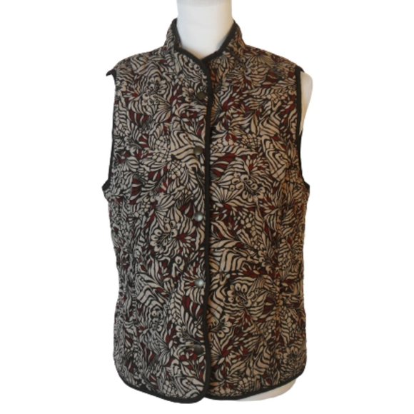 Croft & Barrow Brown & Red Quilted Vest - Picture 5 of 9